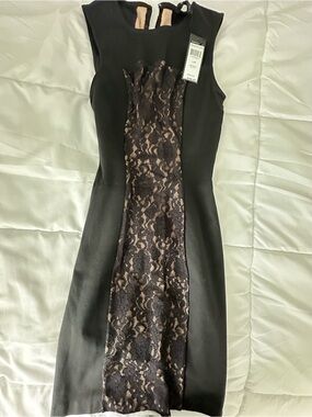 BCBGMaxAzria Black Dress with Nude Lace Inset